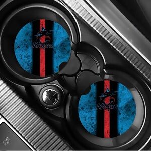 Miami Marlins Car Coasters Absorbent Set of (2)